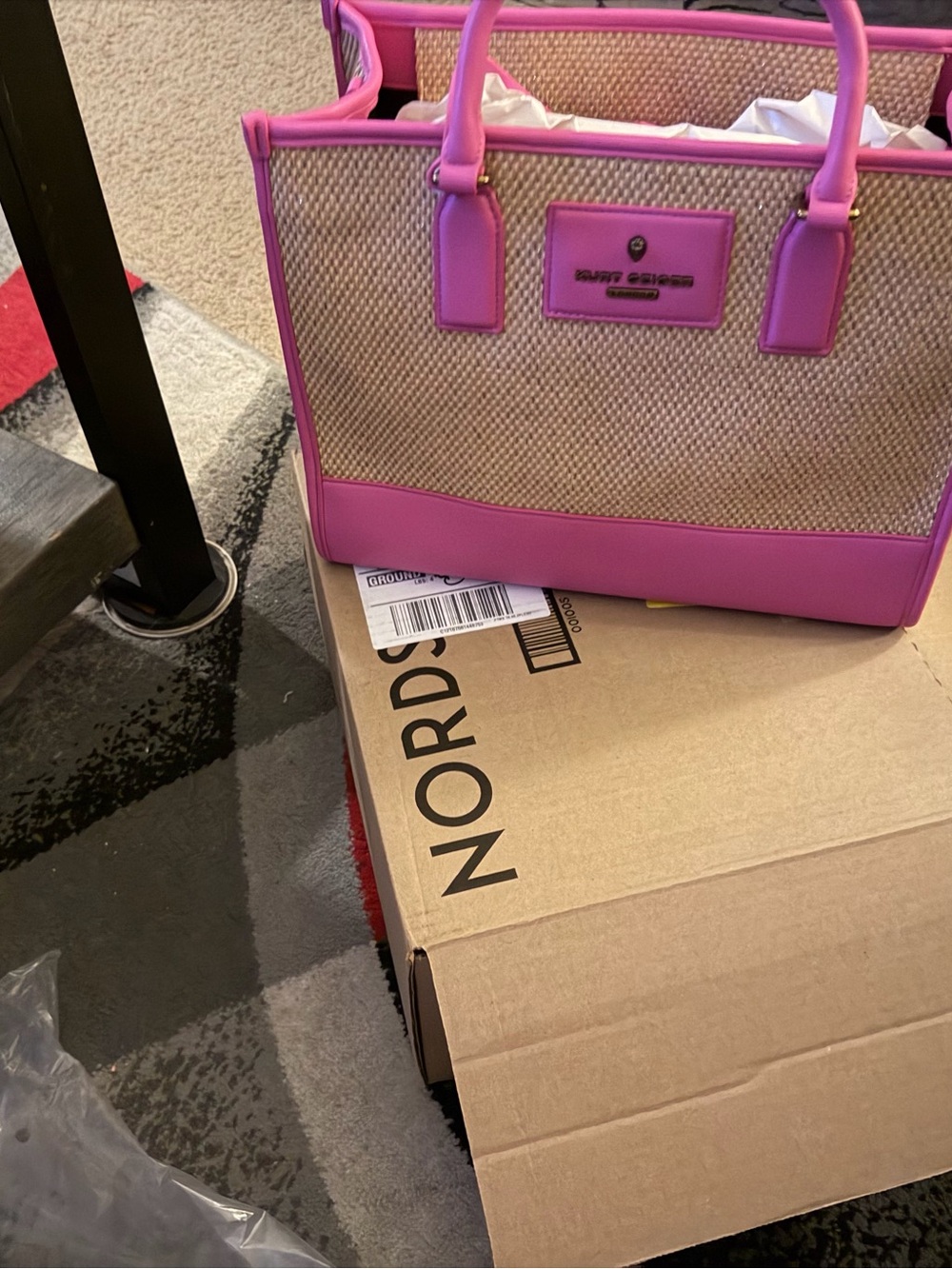 Pink Straw-Trim Tote